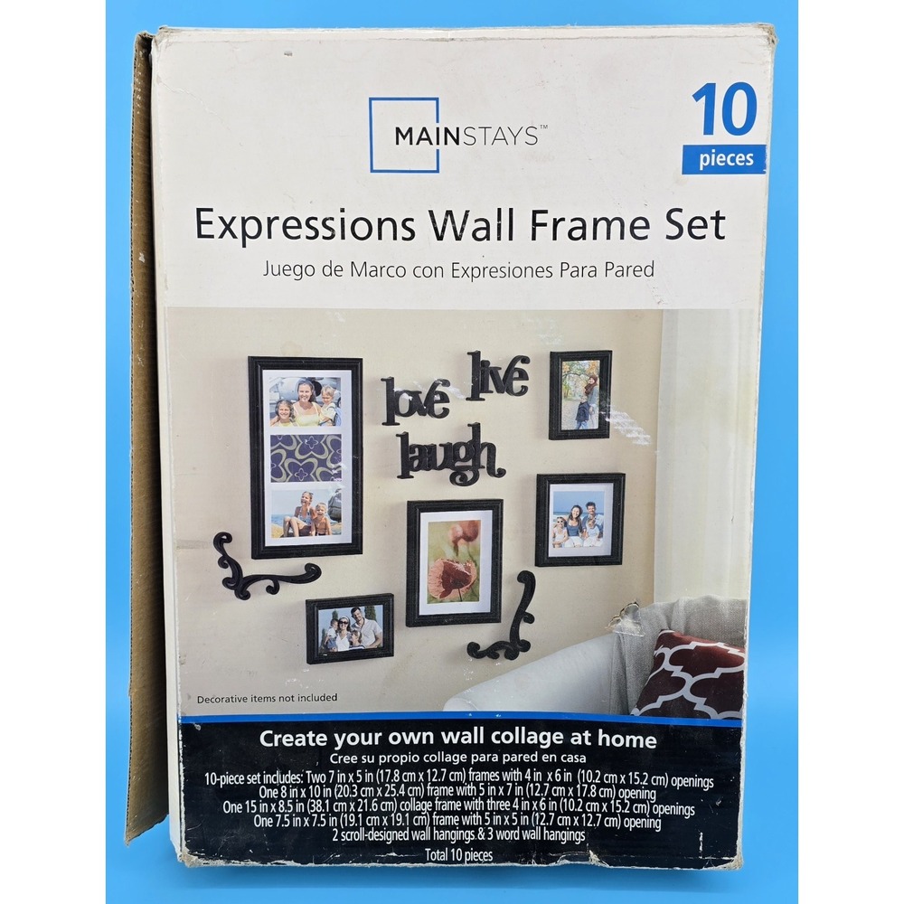 Mainstays 10 Pc Expressions Wall Frame Set Black Collage Frames Words Decor NEW